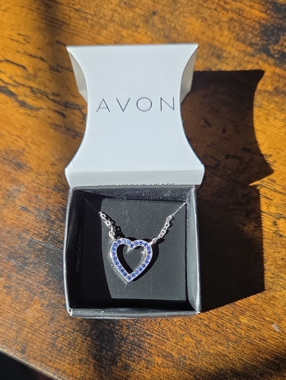 Avon Silver Birthstone Heart Necklace - September